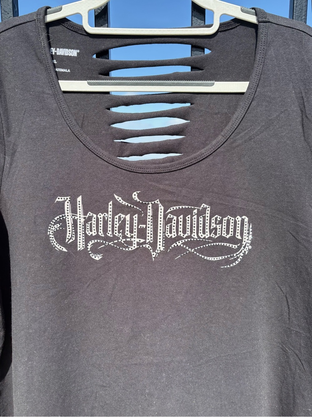 NWOT! Harley-Davidson Bling Sabotage Short Sleeve Rip‎ And Repair Tunic Tee ~ XL - Picture 2 of 8